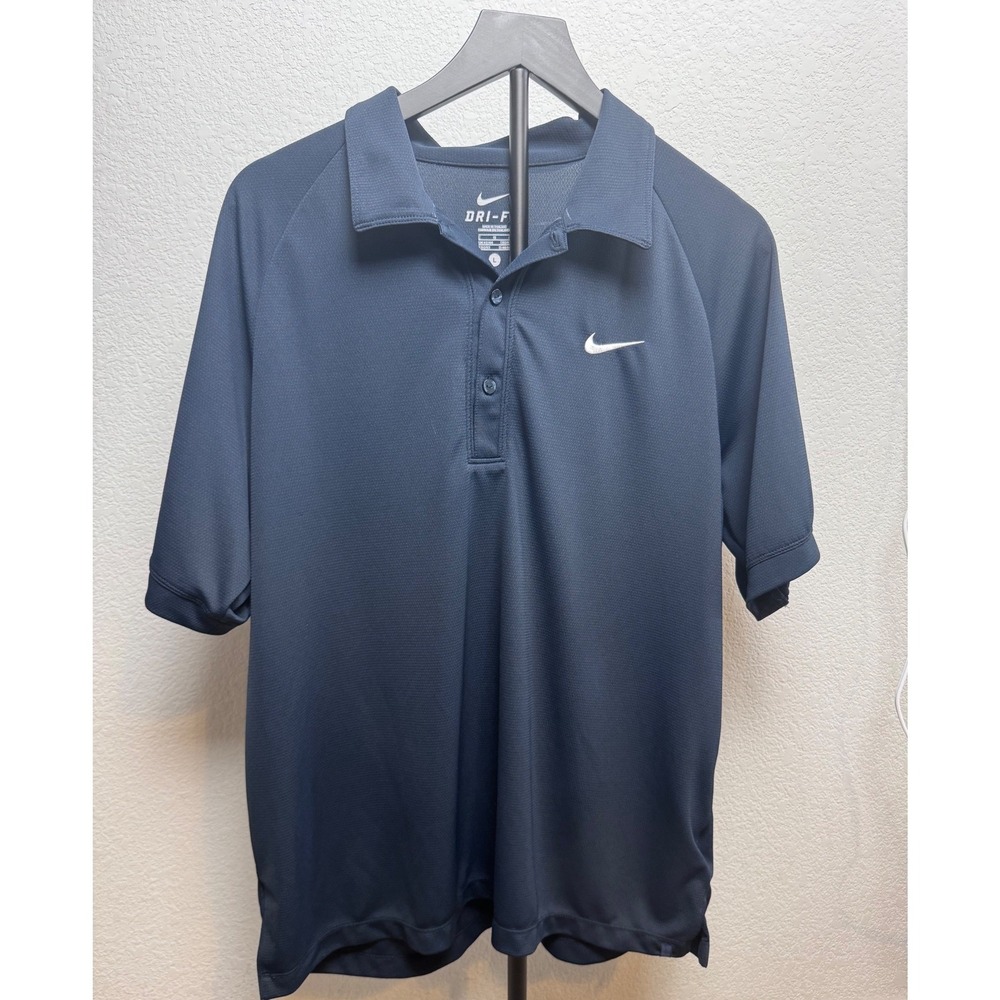 Nike Dri-FIT Mens Short Sleeve Polo Shirt Navy Blue‎ Large Golf Casual Outdoors